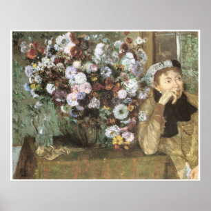 A Woman with Chrysanthemums., Edgar Degas Poster