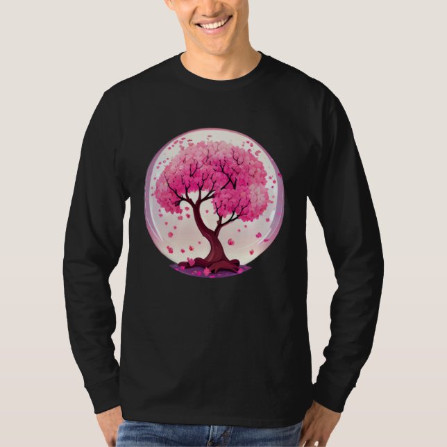 A Work of with a Geometric Cherry Blossom Tree T-Shirt (Vorderseite)