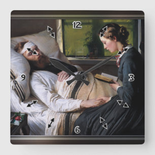 A Wounded Danish Soldier by Elisabeth Baumann Quadratische Wanduhr