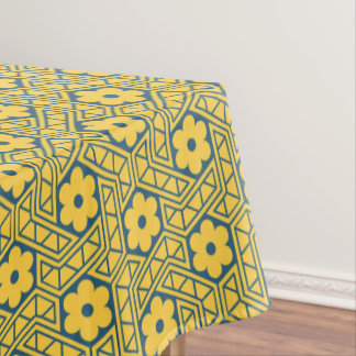 A yellow and blue Indian lattice flower pattern  Tischdecke
