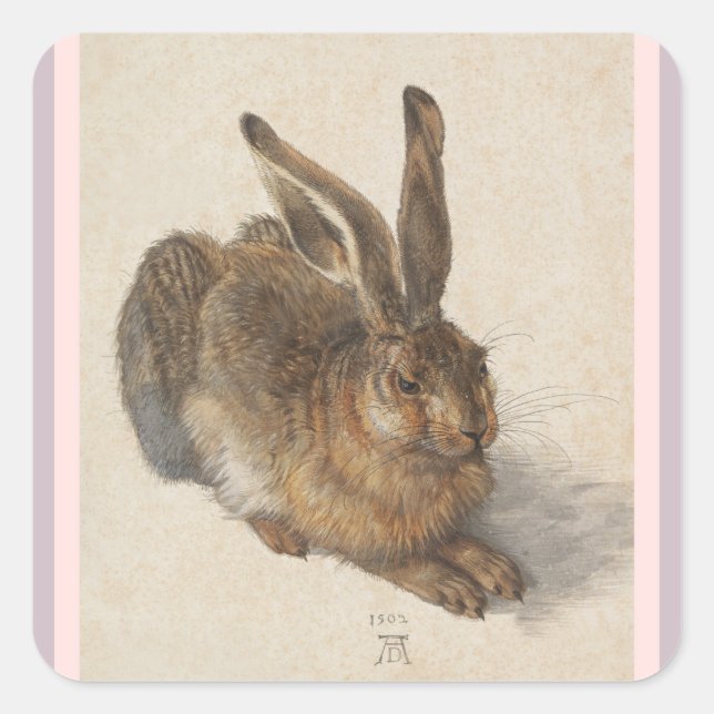 A Young Hare Quadratischer Aufkleber (Vorderseite)