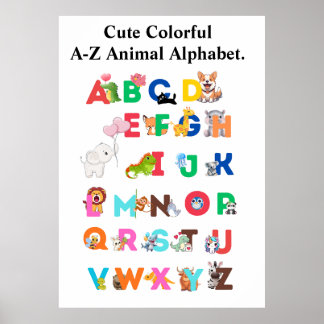 A-Z Animal Alphabet - Niedliche farbige ABC Poster