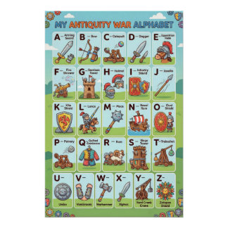 A-Z Antiquity War Alphabet Poster