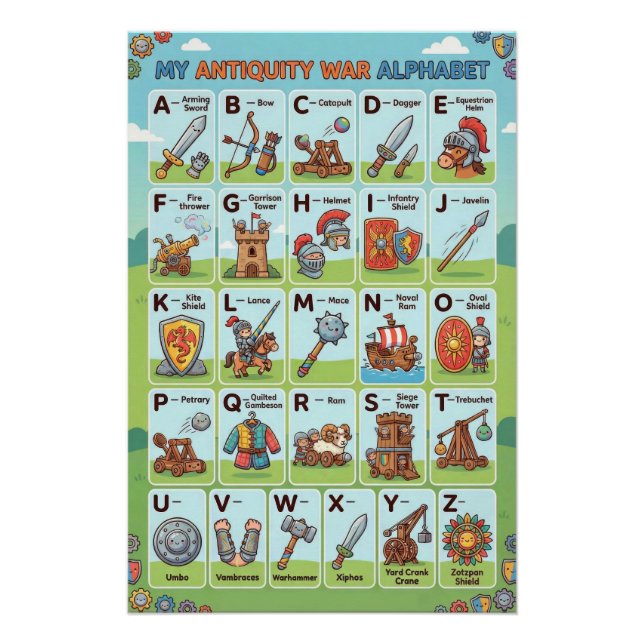 A-Z Antiquity War Alphabet Poster (Vorderseite)