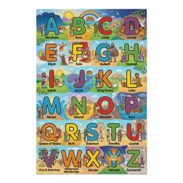 A-Z Bible Character Alphabet Poster (Vorderseite)