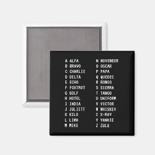 A-Z Flugcode Zweispaltiges phonetisches Alphabet S Magnet
