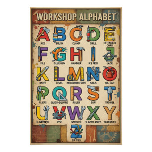 A-Z Handwerkzeuge Alphabet Poster