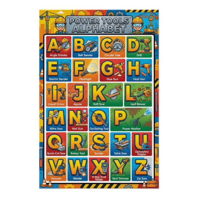 A-Z Power Tools Alphabet Poster (Vorderseite)