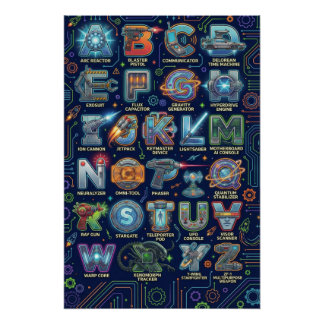A-Z Sci-Fi-Alphabet Poster