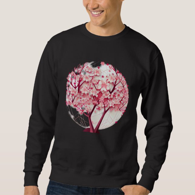 A Zen Like Atmosphere with a Cherry Blossom Sphere Sweatshirt (Vorderseite)