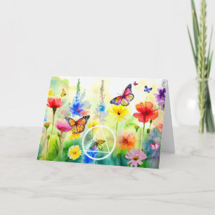 AA-Symbol Schmetterlinge und Blumen Erholung Karte