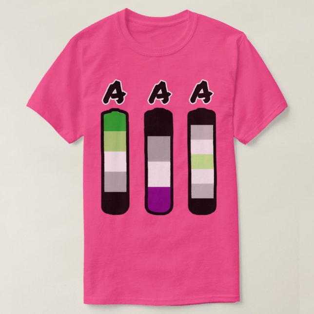 AAA aromatische asexuelle Agender Batterien T-Shirt (Design vorne)