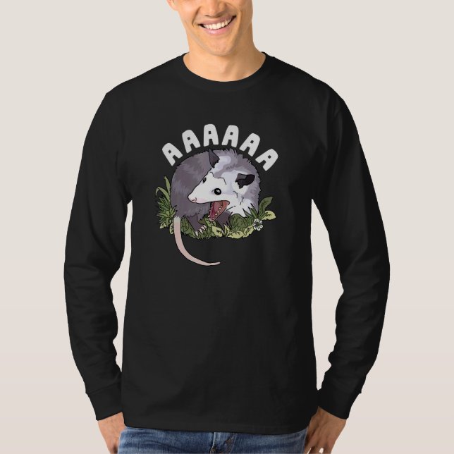 AAAA Screening Opossum Stressed Possum Meme T-Shirt (Vorderseite)