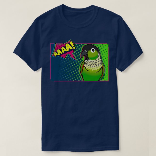 AAAAAAA Black Capped Conure Comic T-Shirt (Design vorne)