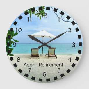 Aaah retirement...relaxing at the beach große wanduhr
