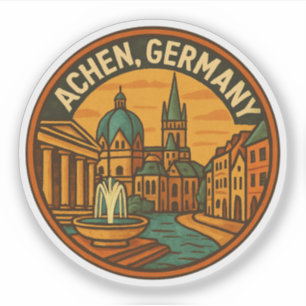Aachen Deutschland Stadtansicht Kunst Aufkleber