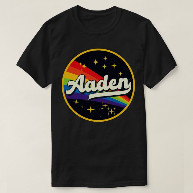 Aaden-Regenbogen im Weltraum Vintager Stil T-Shirt (Design vorne)