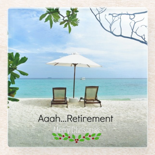 Aah... Pensionierung. Frohe Weihnachten, Glasuntersetzer (Vorderseite)