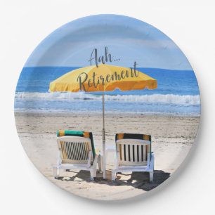 Aah...Ruhestand, ein Tag am Strand Pappteller