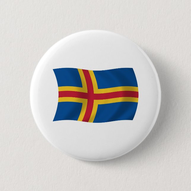Aaland-Flagge-Button Button (Vorderseite)