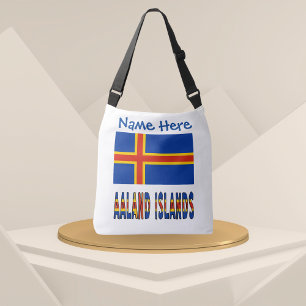 Aaland-Inseln Ålander-Flagge Blau Personalisierung Tragetaschen Mit Langen Trägern