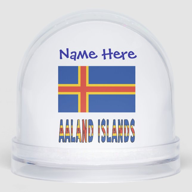 Aaland Islands Ålander Flaggen Blaue Personalisier Schneekugeln (Vorderseite)