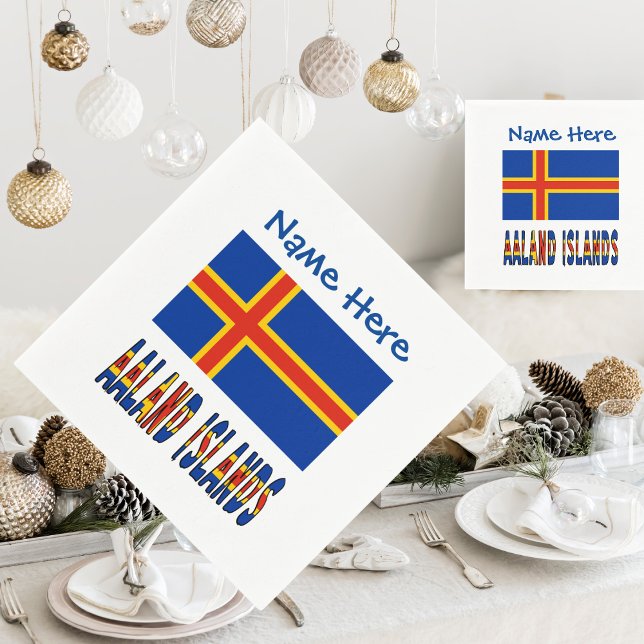 Aaland Islands Ålander Flaggen Blaue Personalisier Serviette (Von Creator hochgeladen)
