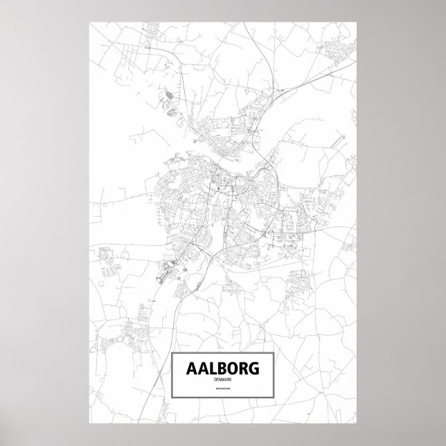 Aalborg, Dänemark (schwarz auf weiß) Poster (Vorne)