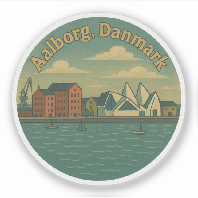 Aalborg Dänemark Stadtansicht Aufkleber (Vorderseite)