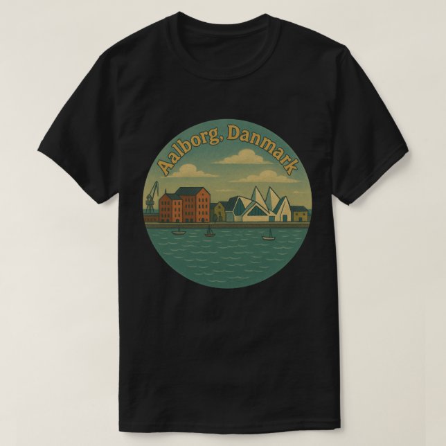 Aalborg Dänemark Stadtansicht T-Shirt (Design vorne)