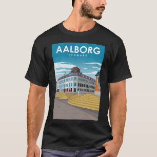 Aalborg Denmark Vintag Minimal Retro Travel Poste T-Shirt
