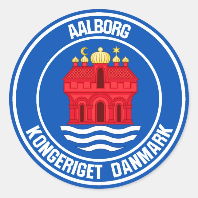 Aalborg Round Emblem Runder Aufkleber (Vorderseite)