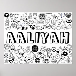 'AALIYAH' Color-it-Yourself-Kontur-Design Poster