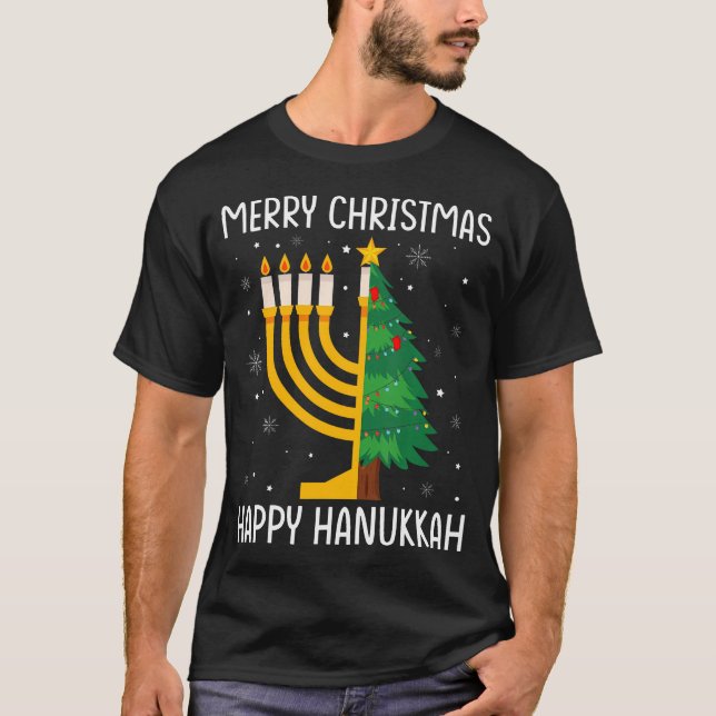 Aam Merry Chrismukkah Happy Hanukkah Christmas Tre T-Shirt (Vorderseite)