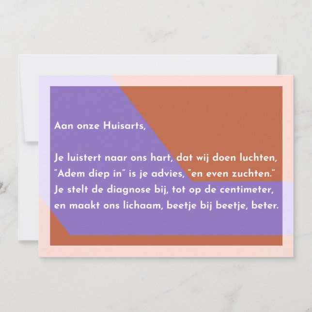 Aan onze Huisarts Dankeskarte (Vorderseite)