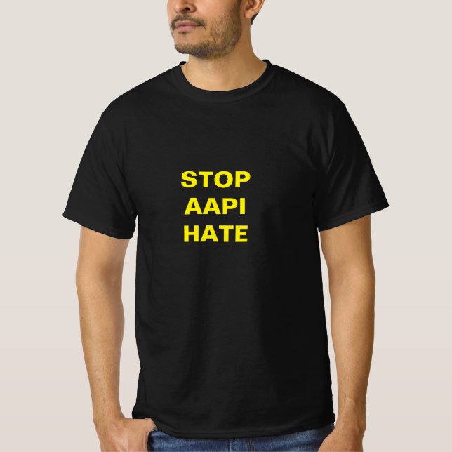 AAPI Hass stoppen, gelbe Buchstaben T-Shirt (Vorderseite)