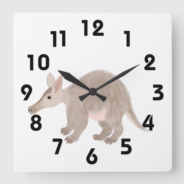 Aardvark Clock Quadratische Wanduhr (Vorderseite)