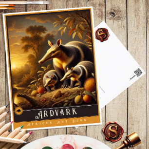 Aardvark Niedliche Vintage Tierpostkarte Postkarte