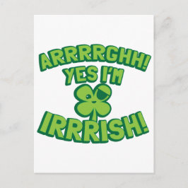 AARGHH YES I bin IRISH mit einem Piraten-KLEEBLATT Postkarte
