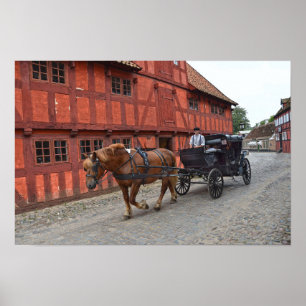 Aarhus, Dänemark, Pferde und Buggy Poster
