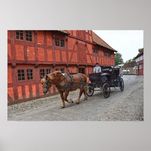 Aarhus, Dänemark, Pferde und Buggy Poster (Vorne)