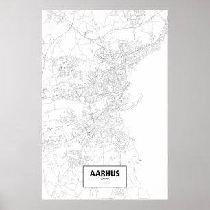 Aarhus, Dänemark (schwarz auf weiß) Poster