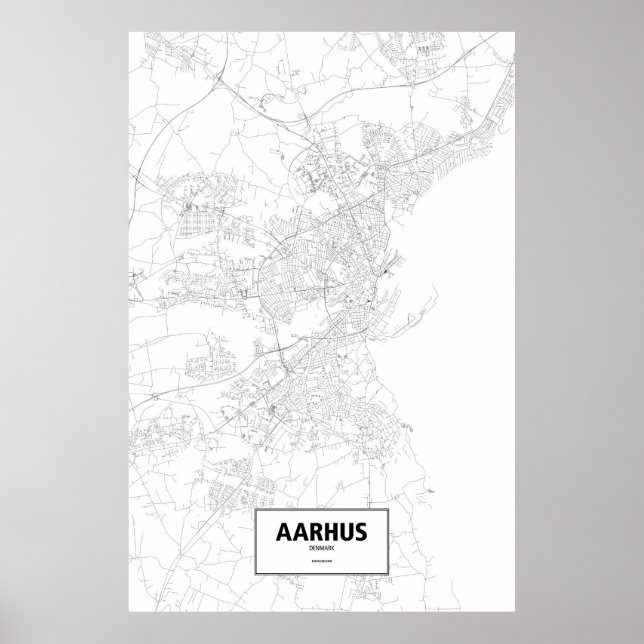 Aarhus, Dänemark (schwarz auf weiß) Poster (Vorne)