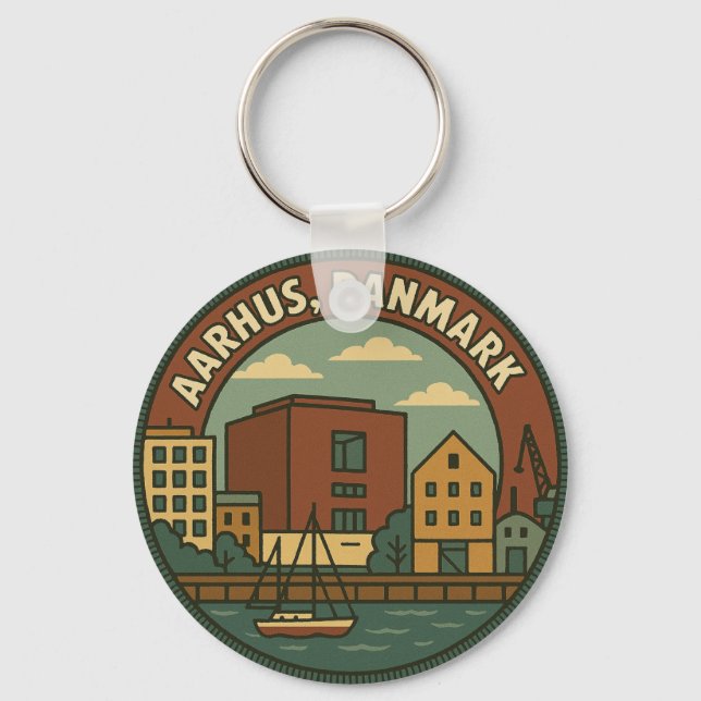 Aarhus Dänemark Stadtansicht Schlüsselanhänger (Vorderseite)