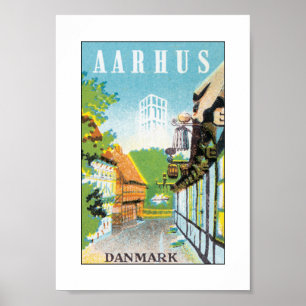 Aarhus Danmark (weiß) Poster