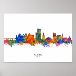 Aarhus Denmark Skyline Poster