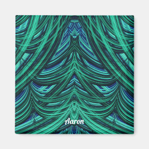 AARON ~ 3D Fraktal Design Blau grün Magnet