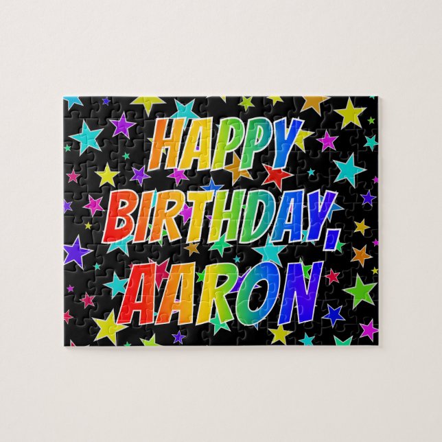 "AARON" First Name, Fun "HAPPY BIRTHDAY" Puzzle (Horizontal)