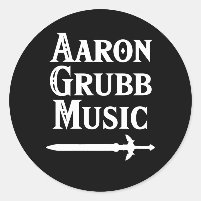 Aaron Grubb Music White Text Runder Aufkleber (Vorderseite)