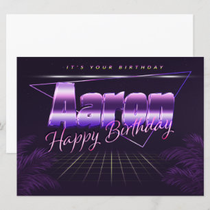 Aaron Name Vorname lila retro Karte Geburtstag
